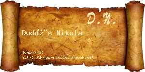 Dudás Nikola névjegykártya